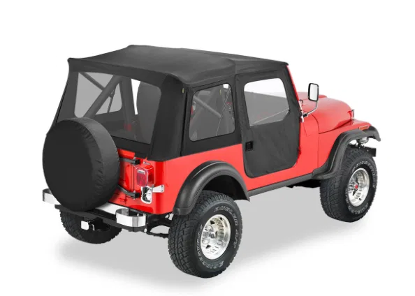 51597-15 – BESTOP Soft Top, Black Denim Fabric Includes 2 Piece Soft Doors With Clear Vinyl Windows Without Sun Roof ...